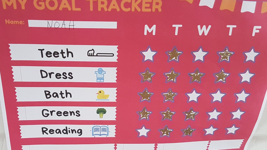 Goal tracker for children with stars